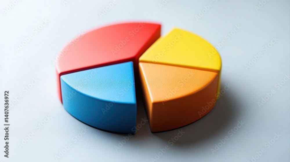 Obraz premium Colorful pie chart segments representing data analysis and business statistics in vibrant design