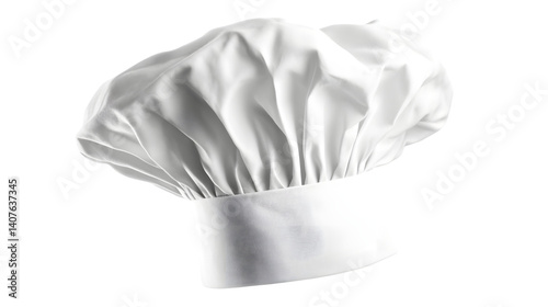 Professional White Chef Hat Isolated on White Background for Culinary Designs photo
