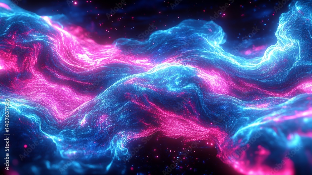 Vivid colorful abstract background with swirling patterns in vibrant shades of pink and blue : Generative AI