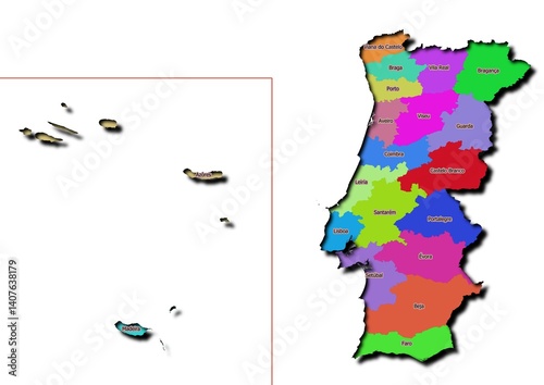 High-resolution illustration of the map of Portugal, showcasing the complete geographical shape of the country