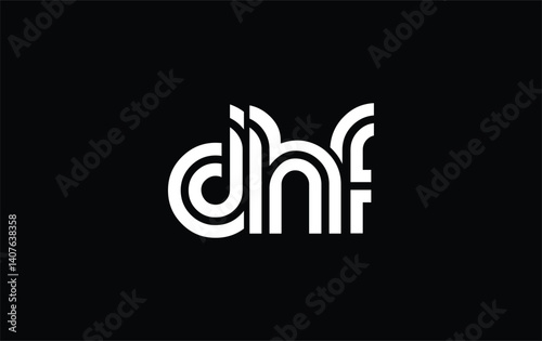 DHF Creative Unique Modern Letter Logo Design. Stylized logo featuring a unique letter design, presenting abstract minimalist aesthetics and modern appeal.