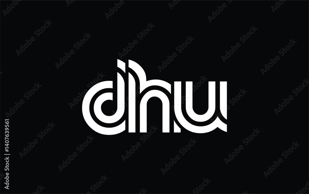 Fototapeta premium DHU Creative Unique Modern Letter Logo Design. Stylized logo featuring a unique letter design, presenting abstract minimalist aesthetics and modern appeal.