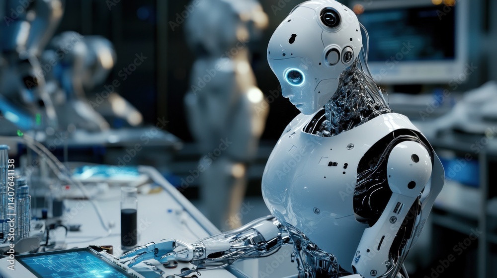 Fototapeta premium Advanced robot working in a futuristic lab