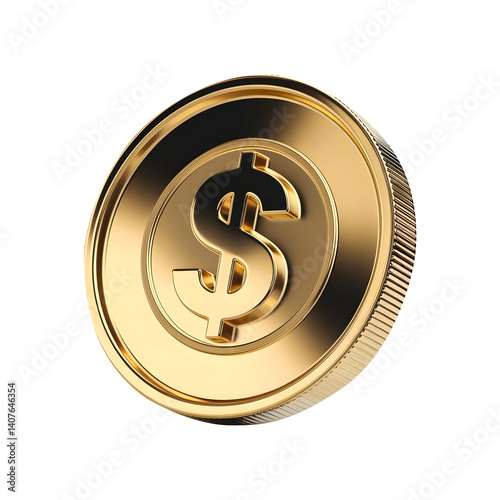 3d rendered gold coin with dollar sign transparent png isolated on white