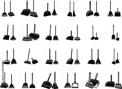 Broom and Dustpan Silhouette