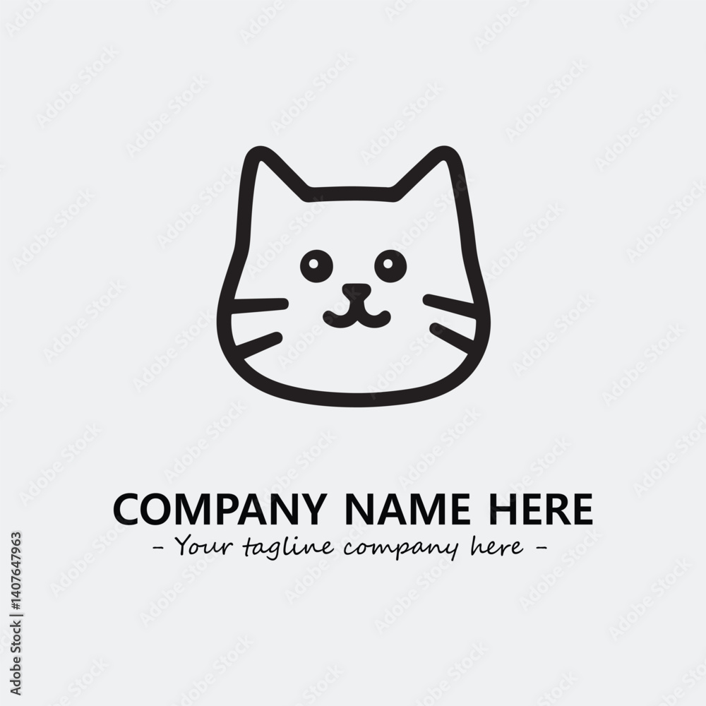 Cat character illustration black and white for logo company vector image
