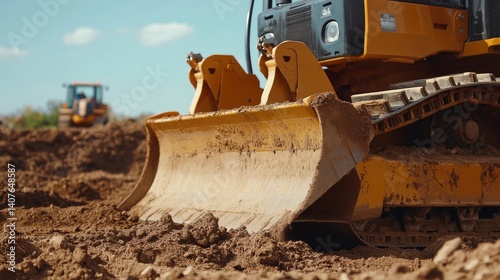 Heavy machinery operator grading land with a bulldozer. Featuring control and precision