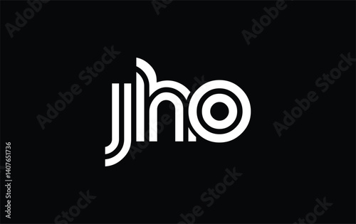JHO Creative Unique Modern Letter Logo Design. Stylized logo featuring a unique letter design, presenting abstract minimalist aesthetics and modern appeal.
