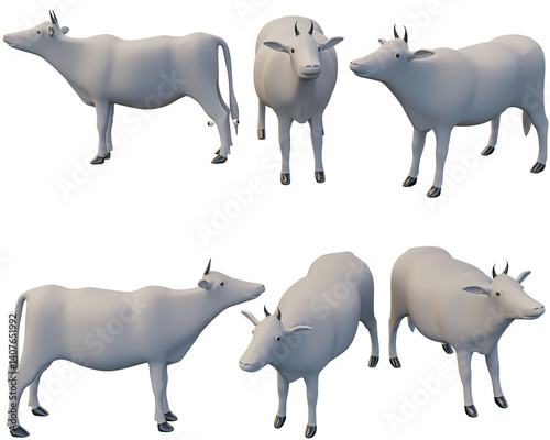cow various elements rotation of international Islamic holidays and suitable for Eid al-Adha. Realistic 3d design emoji. 3d rendering and 3D illustration