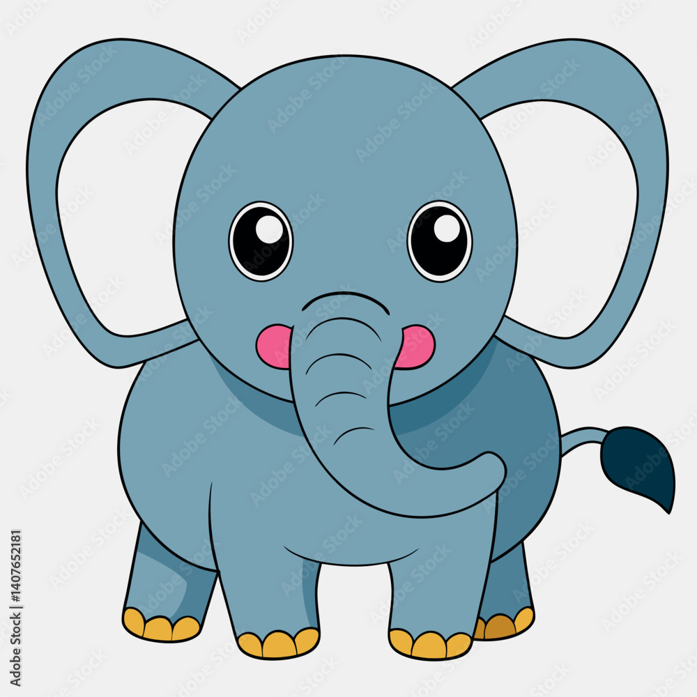 Naklejka premium Cute Cartoon Baby Elephant Illustration for Childrens Book