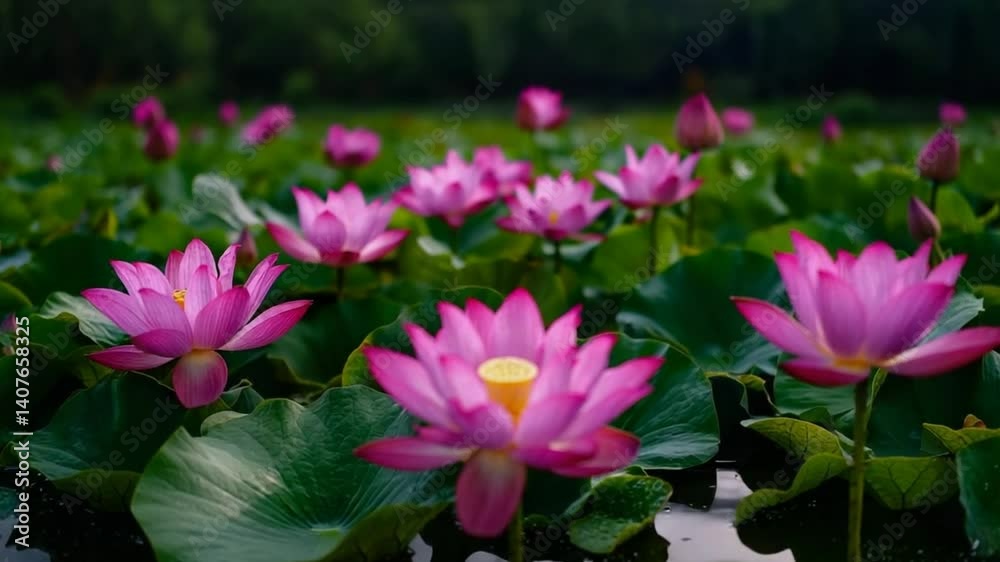 Pink Lotus Flowers in a Pond: Serenity and Beauty Pink Lotus Flowers in a Pond: Serenity and Beauty