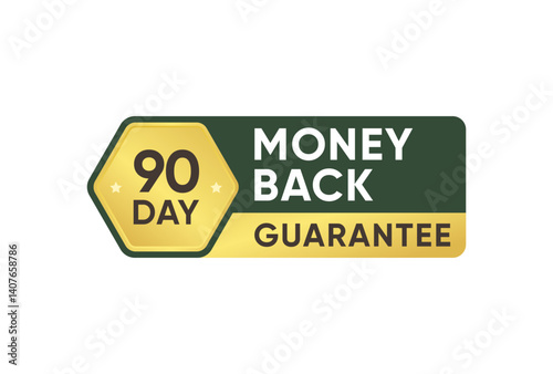 90 Day Money Back Guarantee Vector Banner Label Design