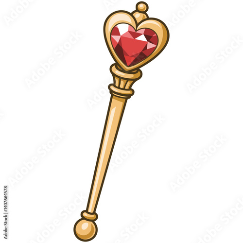 royal scepter ruby heart monarchy isolated vector illustration on white background