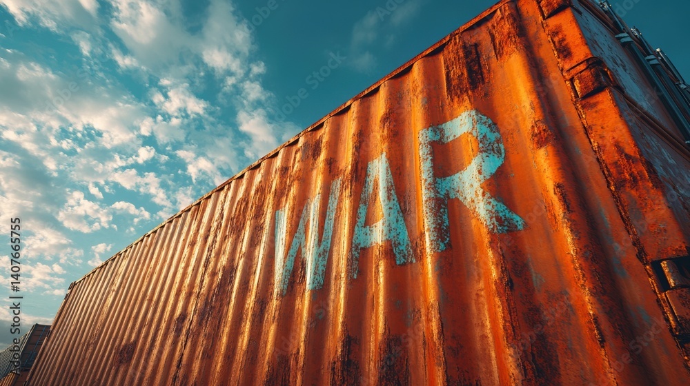 Rusty shipping container with