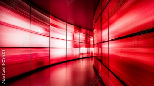 Obraz na płótnie Vibrant abstract red light wall design with motion effect creating an immersive visual experience : Generative AI w salonie