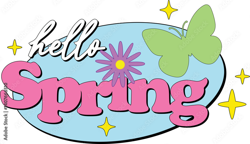 Hello spring with butterfly background Hello spring with butterfly background