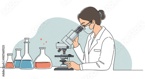 scientist using microscope in lab setting clip art preview