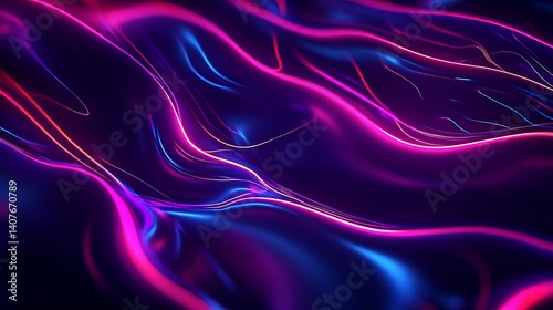 Obraz na płótnie Vibrant abstract background with glowing lines and curves in purple and blue tones : Generative AI w salonie