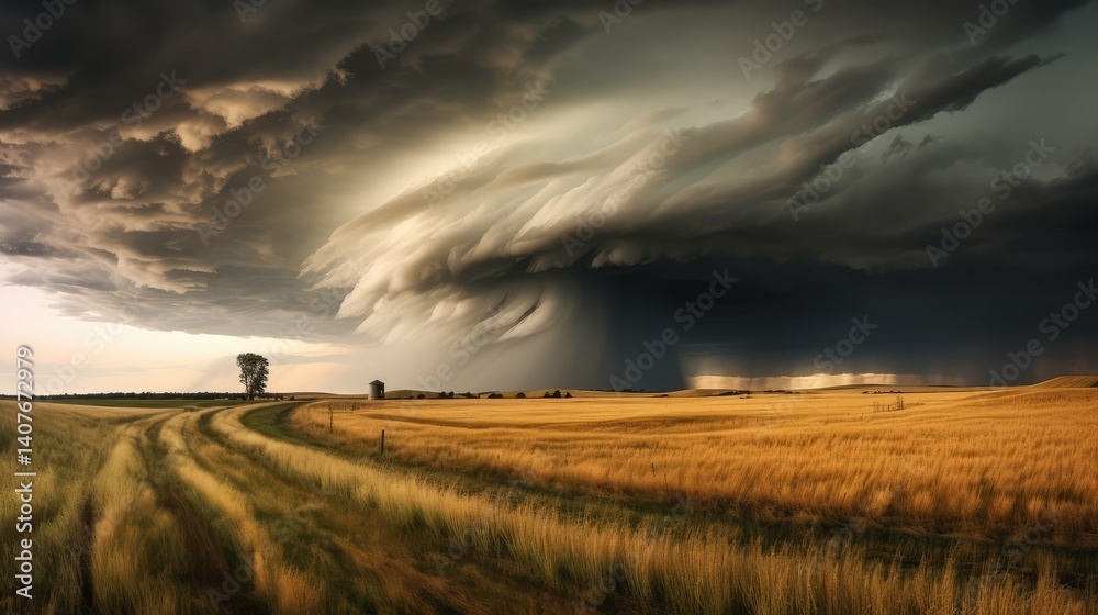 Obraz premium rural grass and clouds