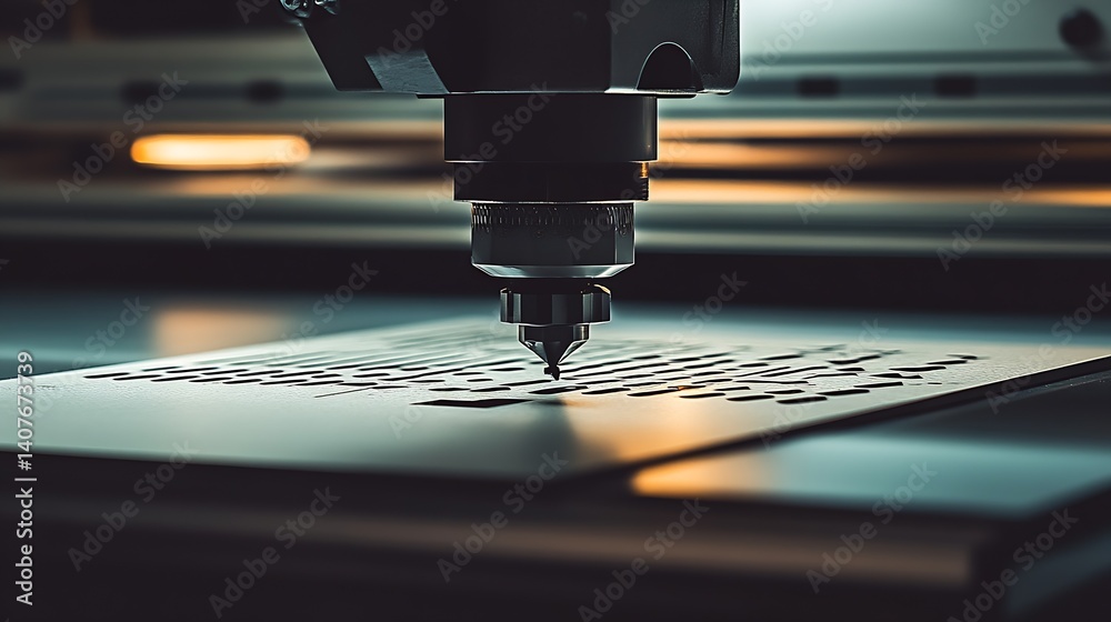Close-up view of laser engraving technology engraving detailed patterns on various surfaces : Generative AI