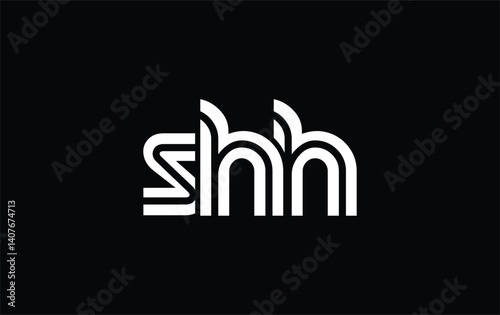 SHH Creative Unique Modern Letter Logo Design. Stylized logo featuring a unique letter design, presenting abstract minimalist aesthetics and modern appeal.