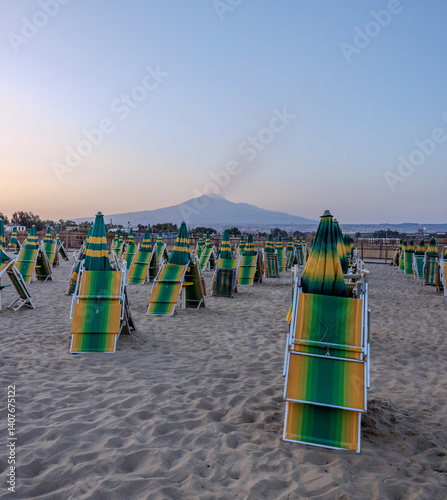 Etna Volcano erupted, view from the beach in Catania, Sicily