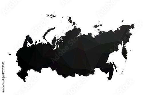 Abstract Polygon - Low Poly Color Black Russia map. Vector Illustration eps10.