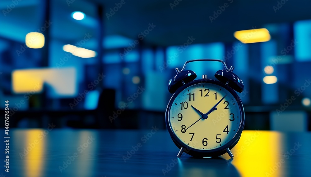 Vintage alarm clock with clear numbers illuminated by soft indoor lighting creating an inviting vibe : Generative AI