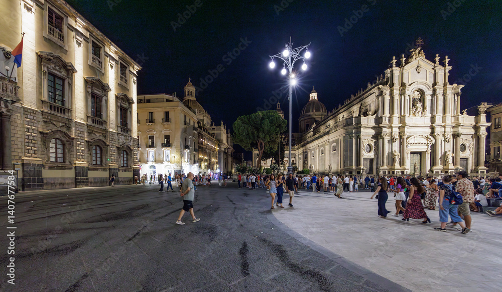 Naklejka premium The Fountain of Elephant on the Cathedral Square in Catania, Sicily
