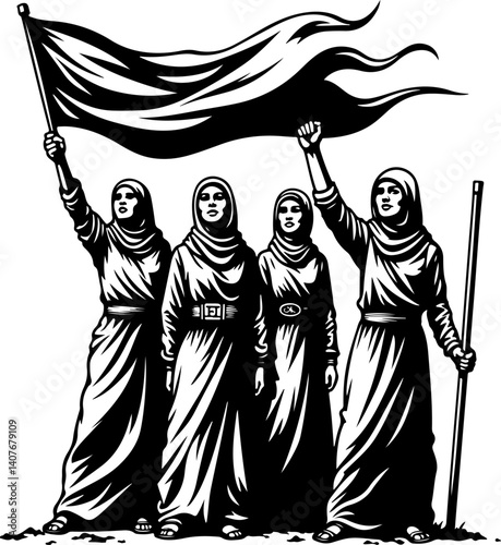 "United We Rise: Women and man of Palestine in Resistance"  "Women in Revolt"

"The Power of Solidarity"

"Rising for Justice"