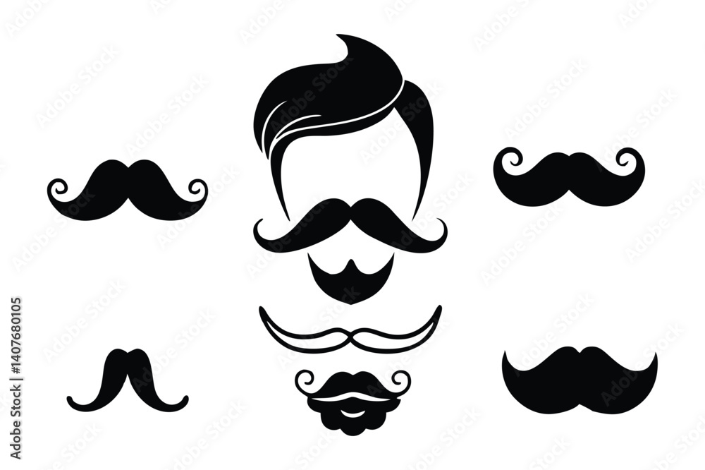 Modern Beard Icons Silhouette Modern Beard Icons Silhouette