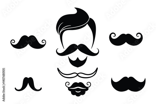 Modern Beard Icons Silhouette
