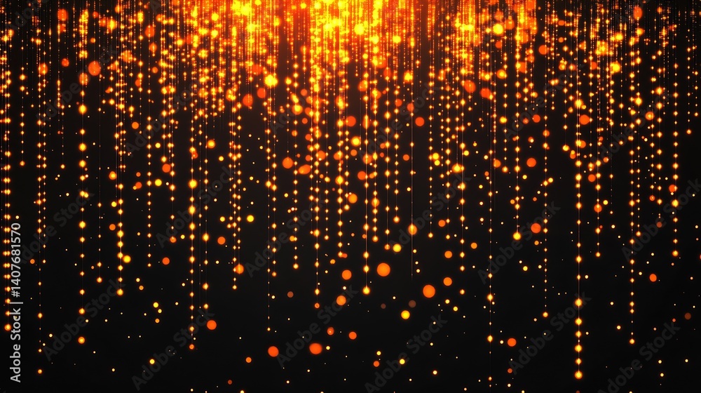 A mesmerizing display of sparkling golden particles dancing in a dreamlike abstract setting : Generative AI