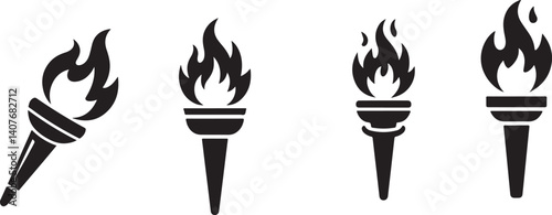  Vector Illustrations of Flaming Torches in Various Styles