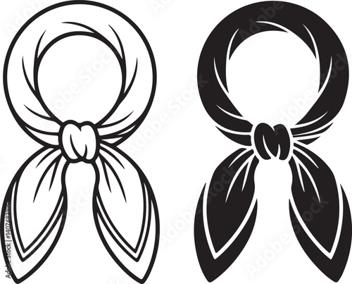  Vector Illustrations of Tied Scarf in Two Different Color Styles