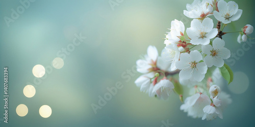 Cherry Blossom Branch with Soft Blue Bokeh – Spring Bloom Aesthetic