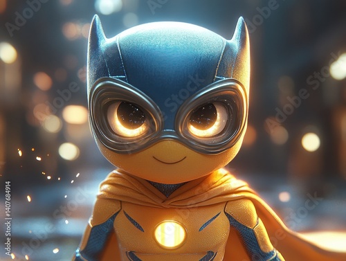 Yellow Superhero Cartoon Character Vector Art Dynamic Poses Cute Justice Hero