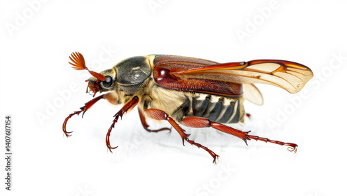 Forest Cockchafer Beetle Isolated on a White Surface