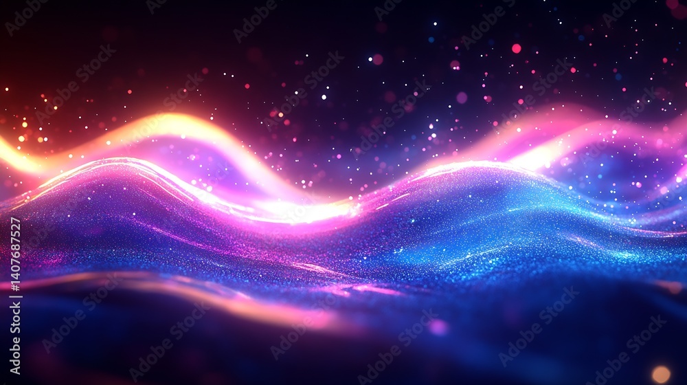 Stunning abstract flowing waves with vibrant colors creating a captivating digital artwork full of energy : Generative AI