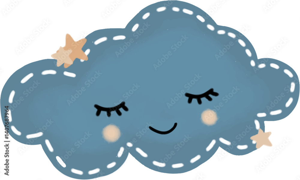 Fototapeta premium Cute sleeping cloud for kids or nursery room decoration
