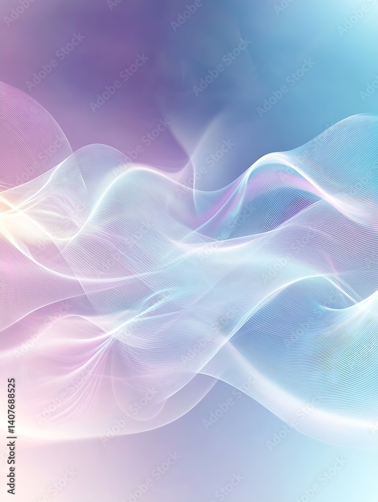 Gentle flowing waves in soft pastel colors creating a tranquil and serene background design : Generative AI