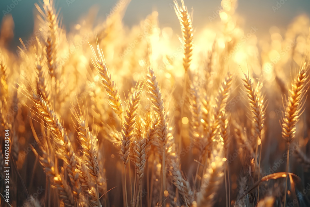 Golden wheat stalks glowing in the sun. Golden wheat stalks glowing in the sun.