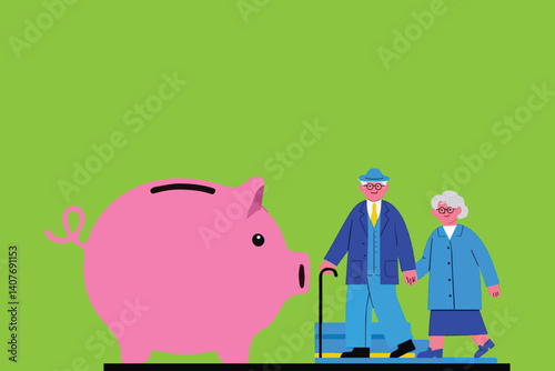 Elderly Couple and Piggy Bank: Retirement Savings, Financial Planning, and Securing Future for Senior Years