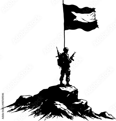 Victory for Palestine on the Peak Flag and Resistance vector 