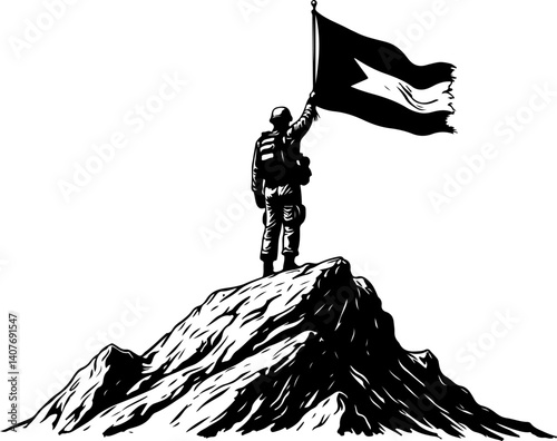 Victory for Palestine on the Peak Flag and Resistance vector 