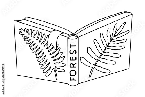 vector open book. Cartoon black and white clip art isolated on transparent background. Hand drown design element. Coloring book page