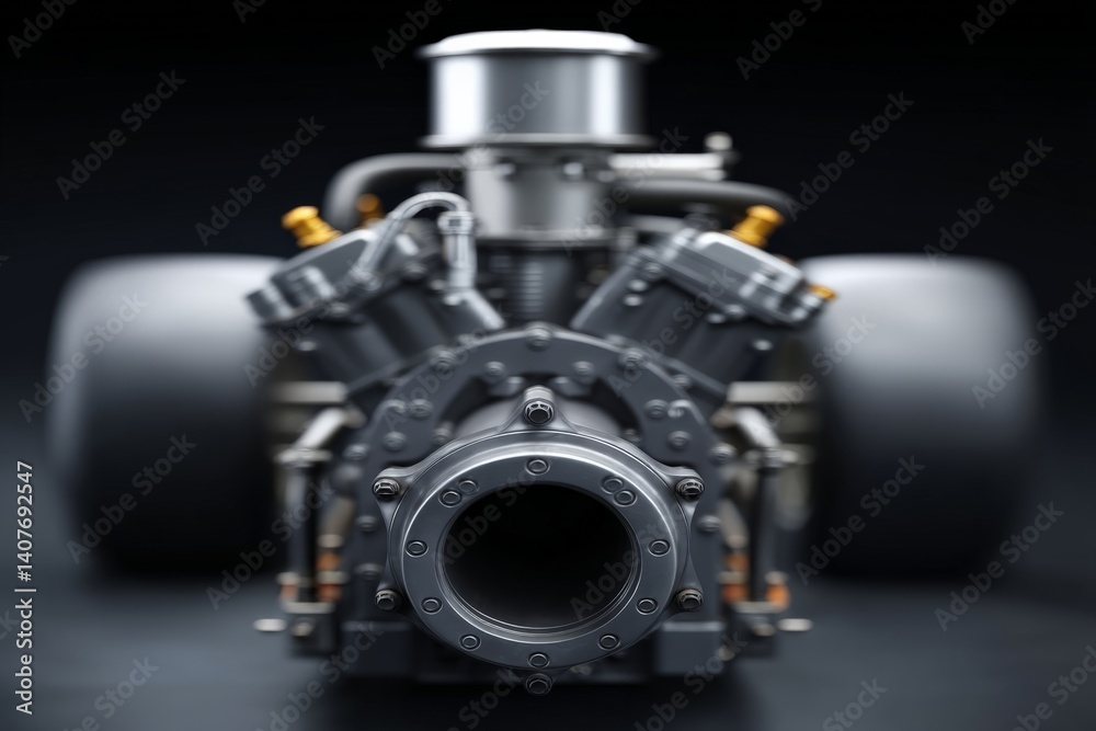 Engine design showcasing detailed mechanics and innovative technology in an industrial setting