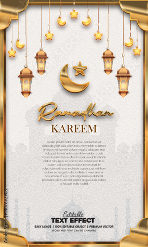 Islamic themed Background with gold frame editable tex effect 8