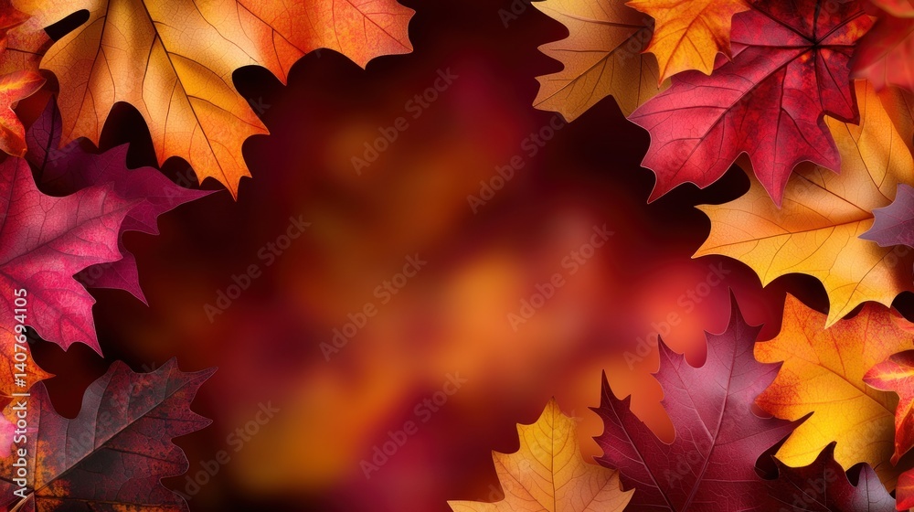 Fototapeta premium Autumn leaves frame, fall colors, nature backdrop
