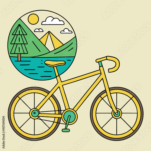 Bicycle Camping Adventure Outdoors Graphic T-Shirt with Tents.